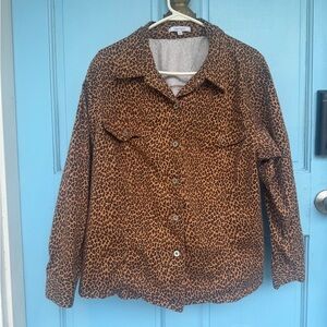 Karen Kane Jacket Leopard Print Utility Brown size 1X